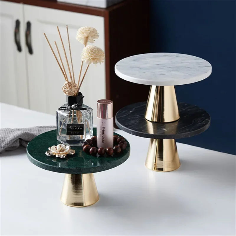 Round Marble Aromatherapy Ornament Cosmetics Storage Tray INS Cake Desserts Pizza Holder Wedding Party Hotel Organizer Plate