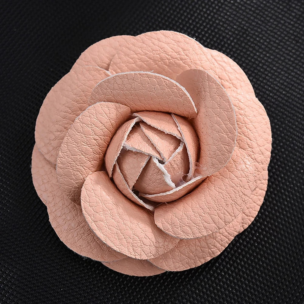 Pin Lapel Sewing Fabric Brooch Jewelry PU Leather Camellia Flower DIY Craft Supplies Corsage