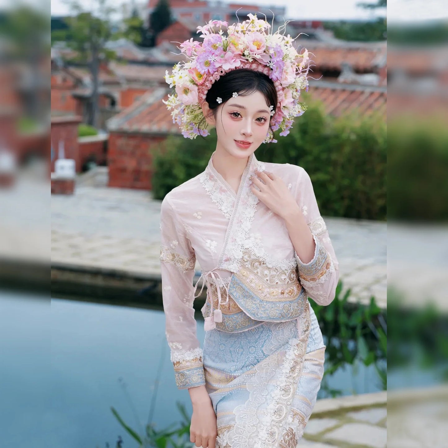 Women Girl Hair Accessories Headband Festival Big Flower Crown Wreath Decoration For The Hair Wedding Party Bride Headwear ﻿