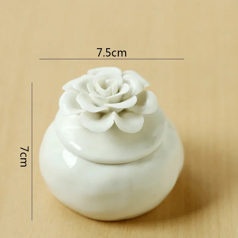 Hand Drawn Flower Ceramic Storage Jar Wedding Candy Box Jewelry Storage Box Storage Container Creative Gift Jar Home Decoration