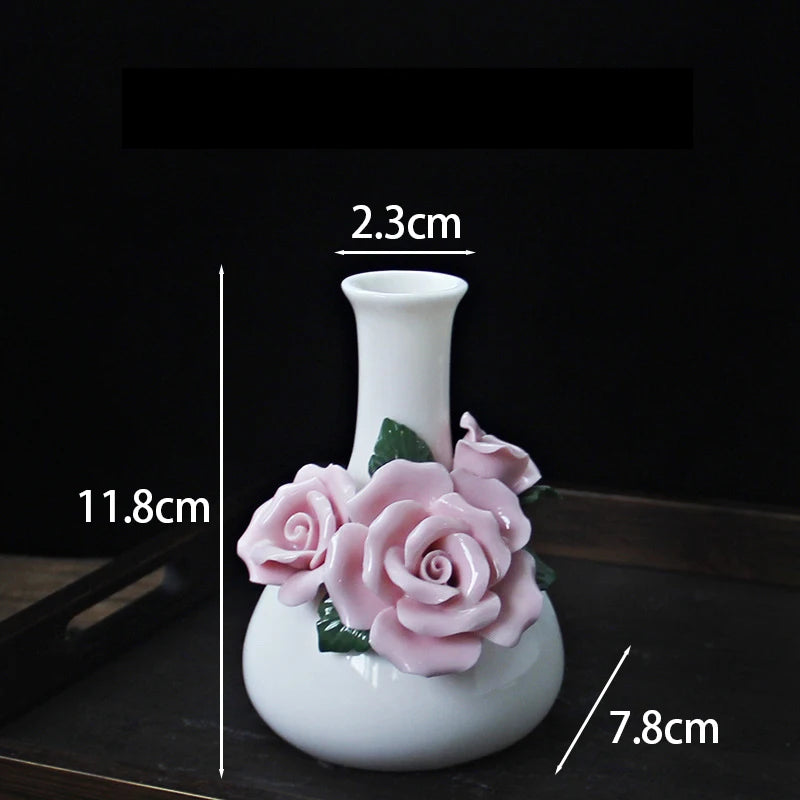Hand-painted Vase Ornaments Ceramic Mini Flower Inserted Dry Flower Fragrance Bottle Home Desktop Decoration Crafts