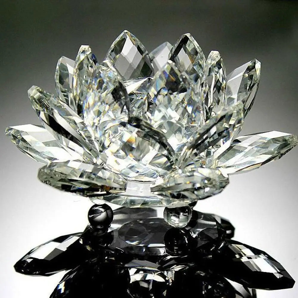 6cm Quartz Crystal Lotus Flower Crafts Glass Paperweight Fengshui Ornaments Figurines Home Wedding Party Decor Gifts Souvenir