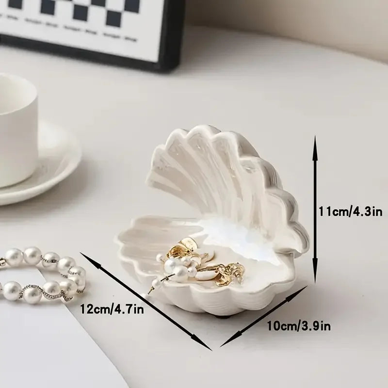 Creative Mini Ceramic Shell Jewelry Storage Tray Jewelry Necklace Display Desktop Jewelry Birthday Gift for Friends