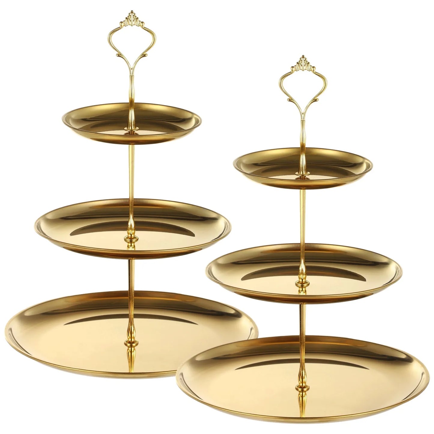 2Pcs 3-Tier Cupcake Display Stands Gold Cupcake Towers Metal Tiered Dessert Stands Table Display Serving Trays Decor Holders