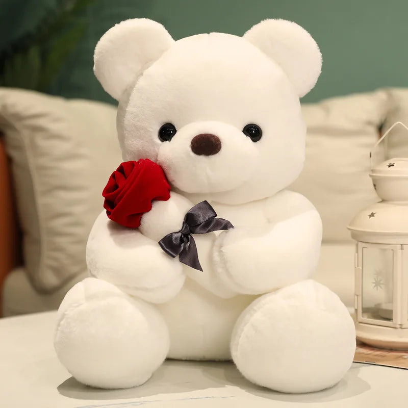 New cartoon rose teddy bear plush toys for girls Valentine's Day gift bear pillow