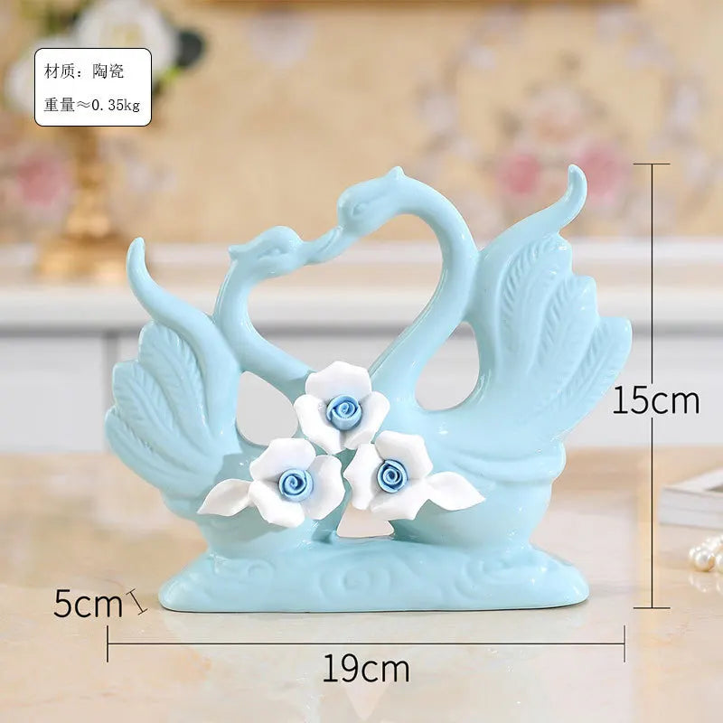 Swan figurine ceramic decoration as wedding gift and creative arrangement item