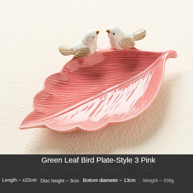 New Cute Bird Dim Sum Tray Ceramic Jewelry Storage Tray Creative Shelf Dim Sum Tray Home Tea Table Desktop Decoration Gifts