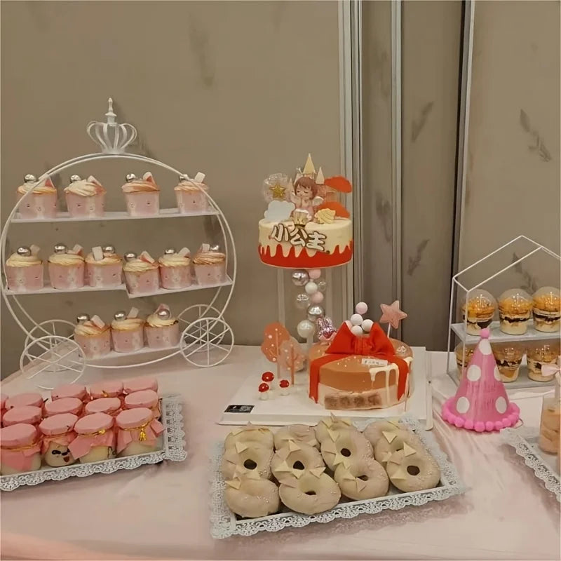 European Crown Dessert Table Display Stand, Showcase, Wedding Decoration, Afternoon Tea Cake Rack, Golden Pastry Ornament Plate