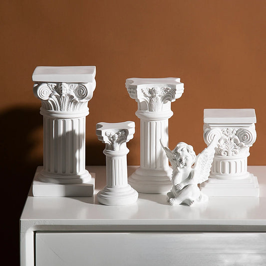 Roman Column Statue Resin Sculptures Nordic Sculpture Vintage Figurines Home Decor Resin Mini Craft Office Decor Room Decoration