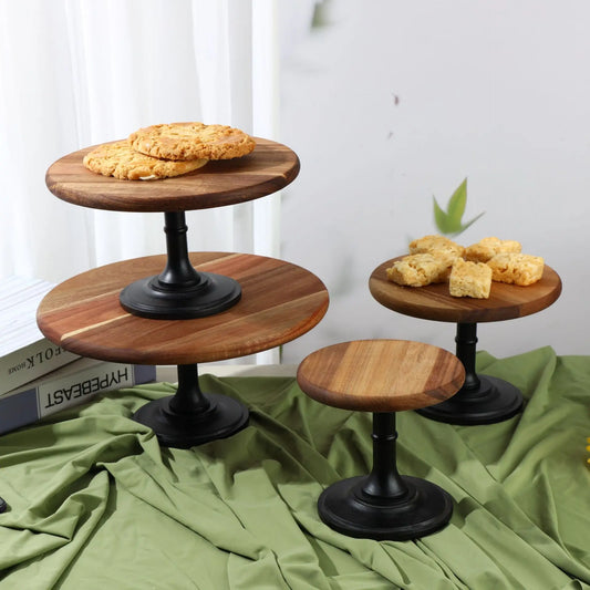 Wooden Tall Tray Dessert Table Dry Fruit Plate Afternoon Tea Snack Cake Plate Display Stand
