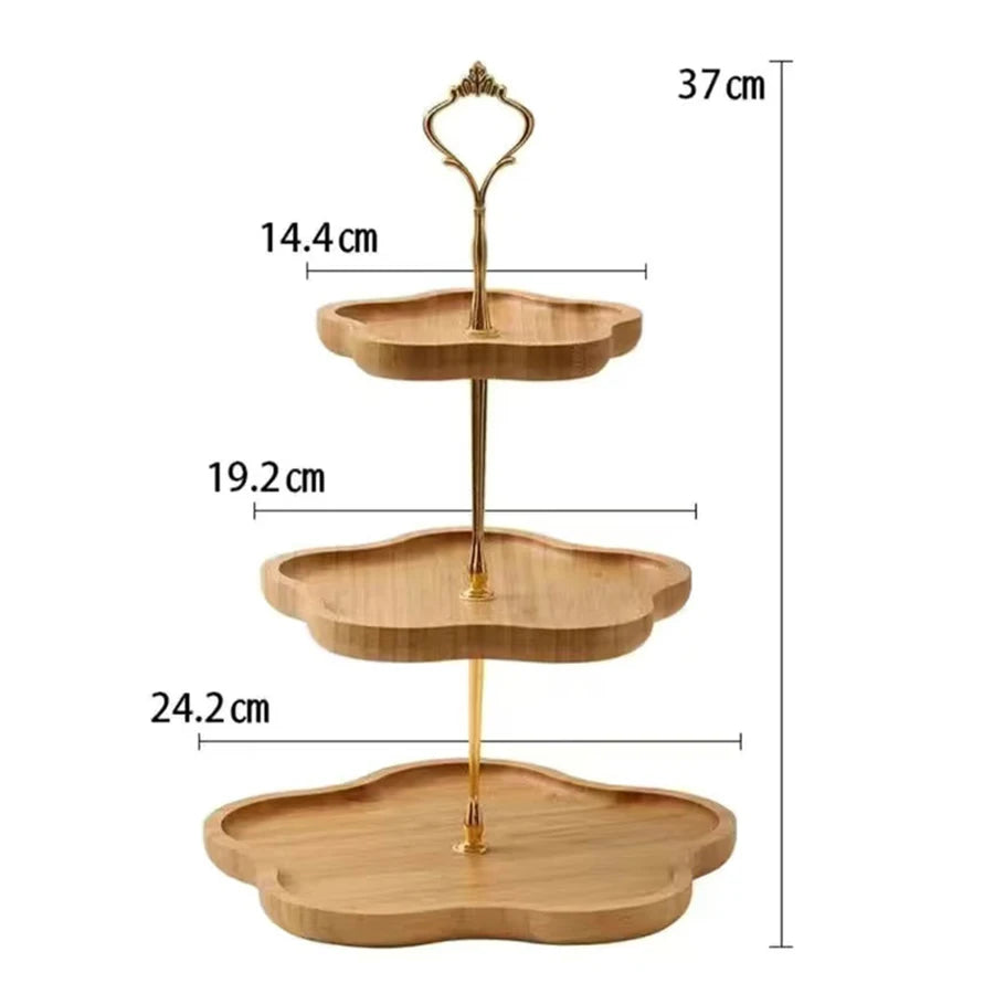 Wooden Cake Tray 2/3rd Floor Dessert Tray Stand Dining Room Dessert Cookie Candy Buffet Stand Holiday Party Decorations
