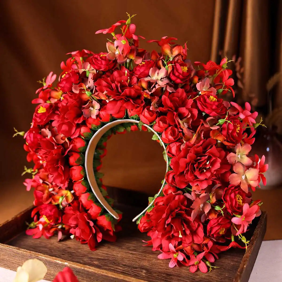Women Girl Hair Accessories Headband Festival Big Flower Crown Wreath Decoration For The Hair Wedding Party Bride Headwear ﻿