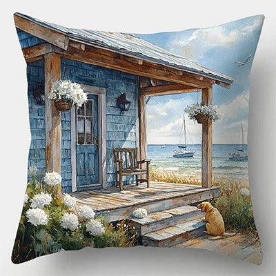 Ocean Theme Polyester PillowcaseSuitable for sofa car bedroom decorative cushion cover pillow cover