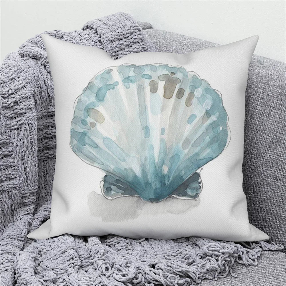 Ocean Animals Anchor Ship Decorative Pillowcase Sofa Cushion Cover Throw Pillow Case Home Bedroom Car Decor 40x40 45x45 50x50cm