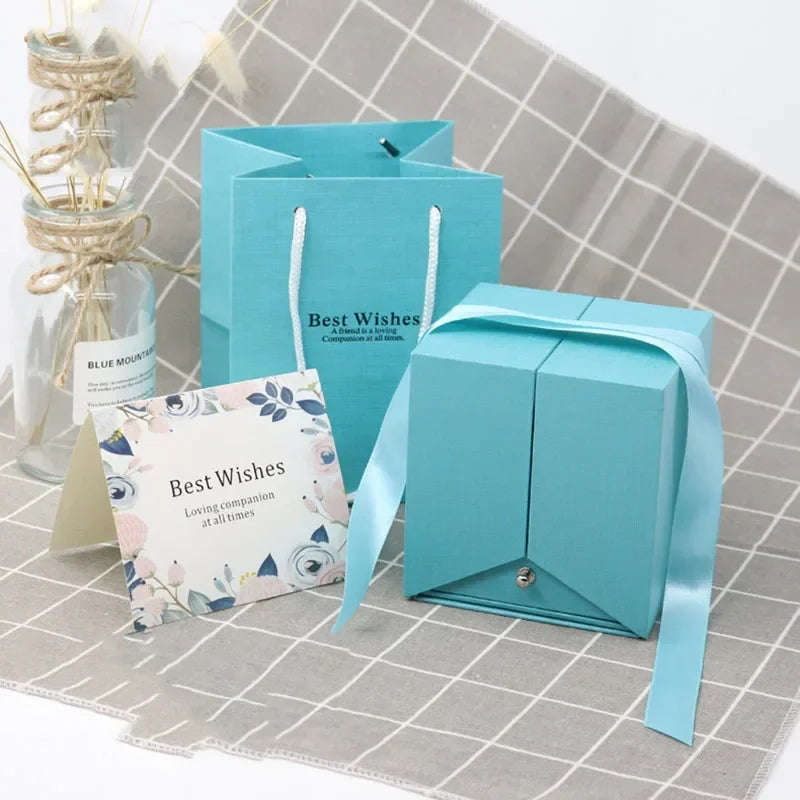 Preserved Eternal Rose Jewelry Box Ring Earrings Necklace Gift Storage Box With Bag Wedding Birthday Gift for Girlfriend Women