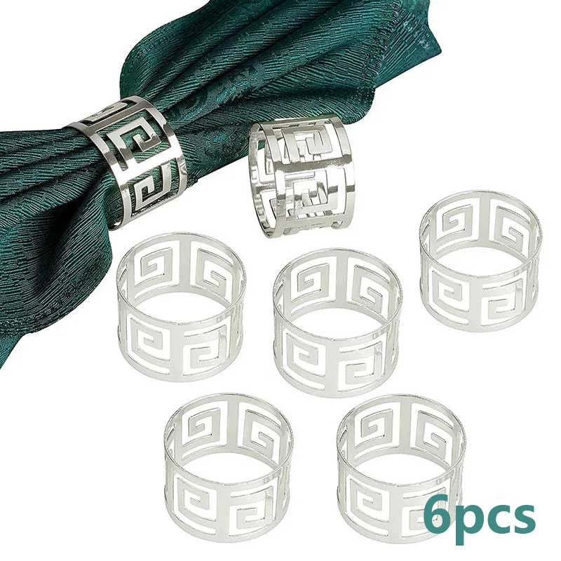 2/6pcs Napkin Rings Serviette Rings Alloy Napkin Holder Table Napkins Decorative Stand Party Table Decoration Accessories