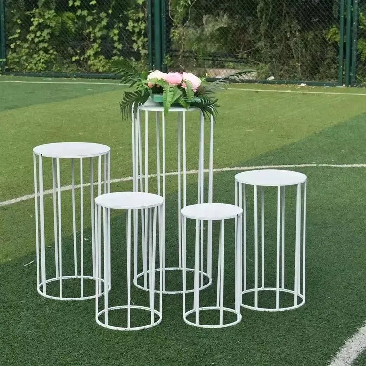 White Cylinders Cake Table Party Wedding Decoration Cylindrical Cloth Cover Stand Dessert Bar Photograph Background