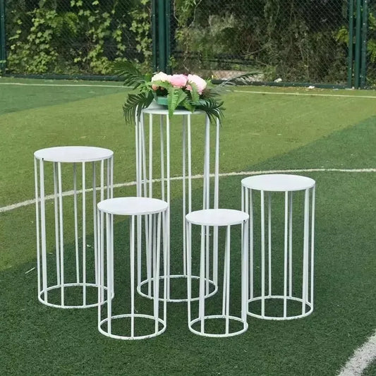 White Cylinders Cake Table Party Wedding Decoration Cylindrical Cloth Cover Stand Dessert Bar Photograph Background
