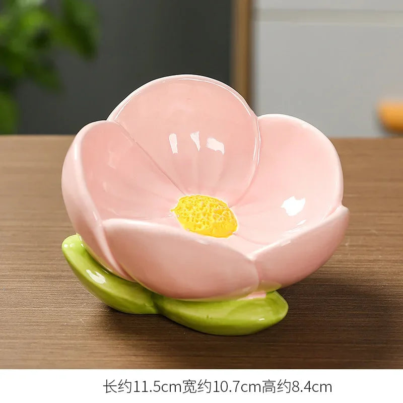 Tulip Flowers Entrance Foyer Ornaments Keys Jewelry Dressing Table Ceramic Storage Tray High-end Furniture Decorations Gifts