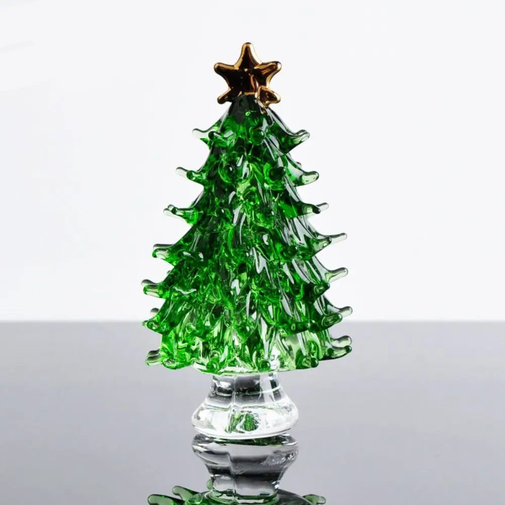 Creative Crystal Christmas Tree Figurines Home Xmas Decoration Paperweight Crafts Art&Collection Table Ornaments Souvenir Gifts