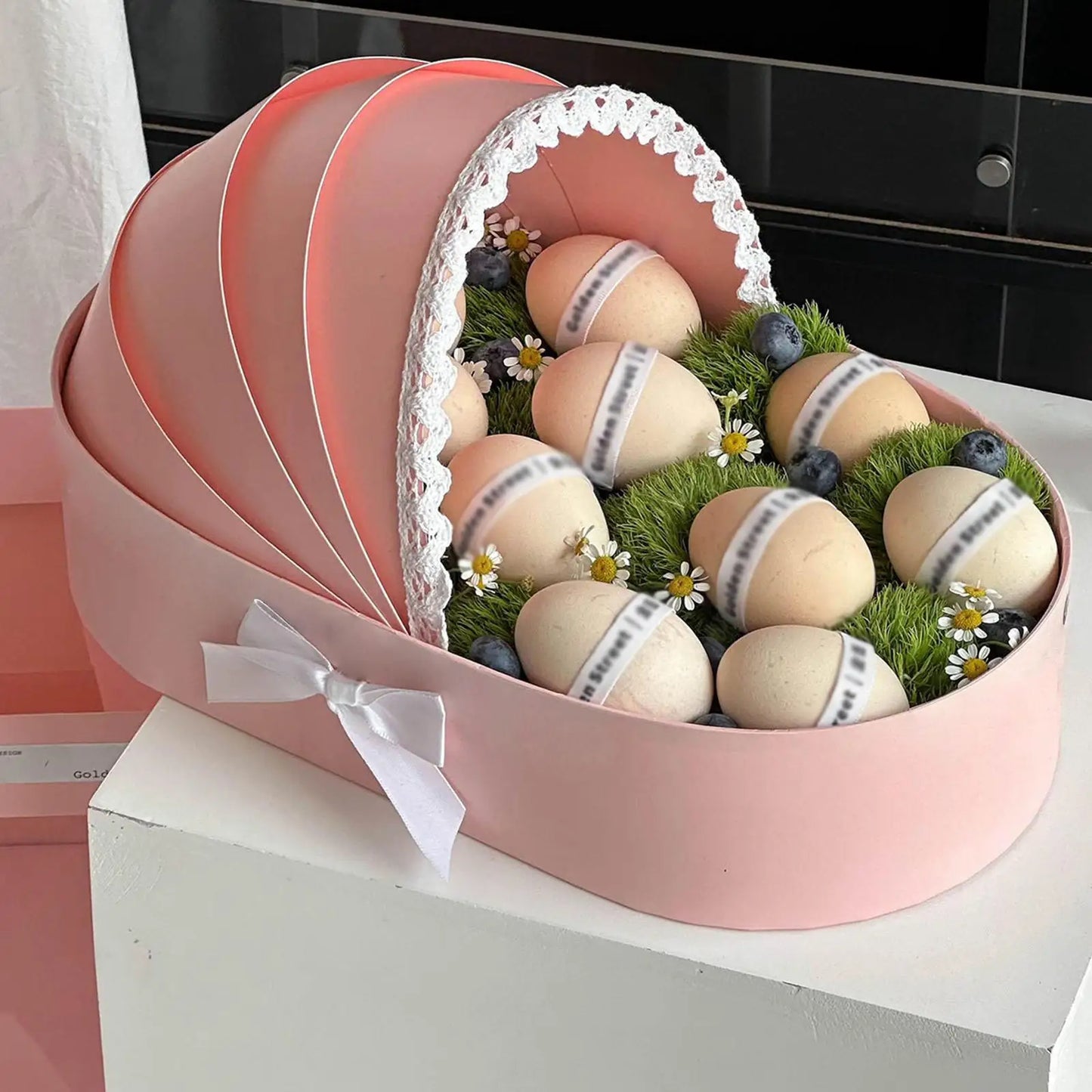 Baby Shower Box Flower Box Ornaments for Flower Sweet Home Decor Flower Packing Box Cradle Floral Basket Presents Wrapping Bag