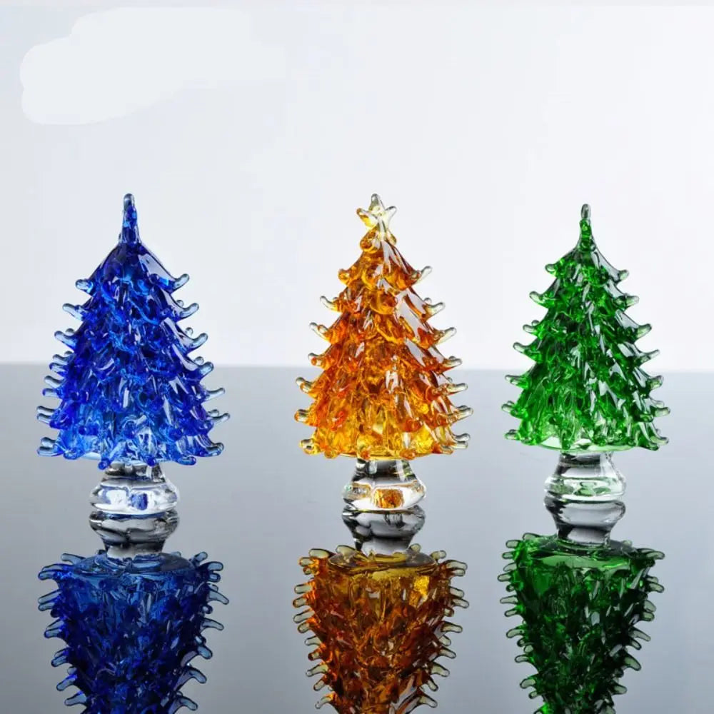 Creative Crystal Christmas Tree Figurines Home Xmas Decoration Paperweight Crafts Art&Collection Table Ornaments Souvenir Gifts