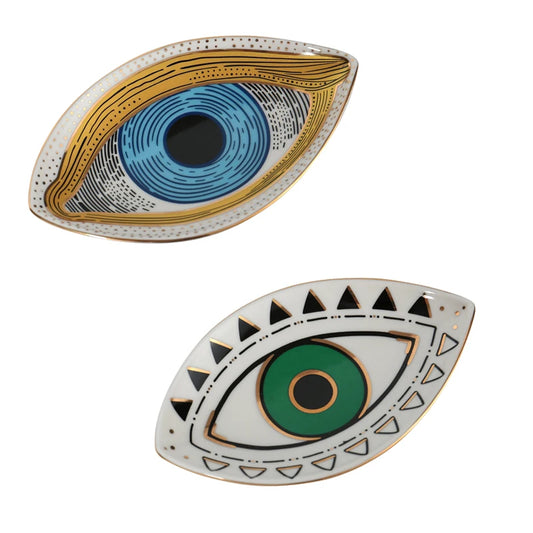 Jewelry Dish Ceramic Storage Trays Trinket Dish Ring Dish Evil Eye Plate Jewelry Organizer Containers Home Desktop Decor