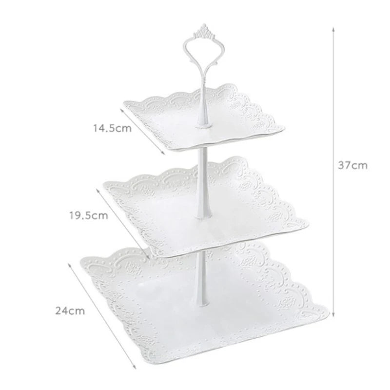 3 Tier Cake Stand Display White Rack Afternoon Tea Wedding Cupcake Plate Party Tableware Xmas Brithday Decoration Dessert Holder