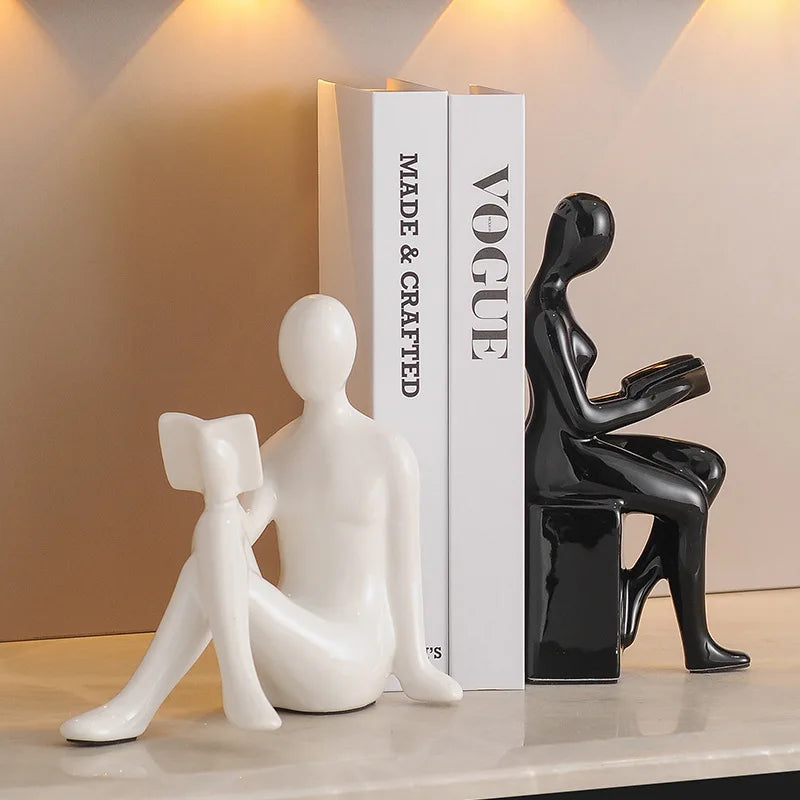 Reading Couple Sculptural Bookends