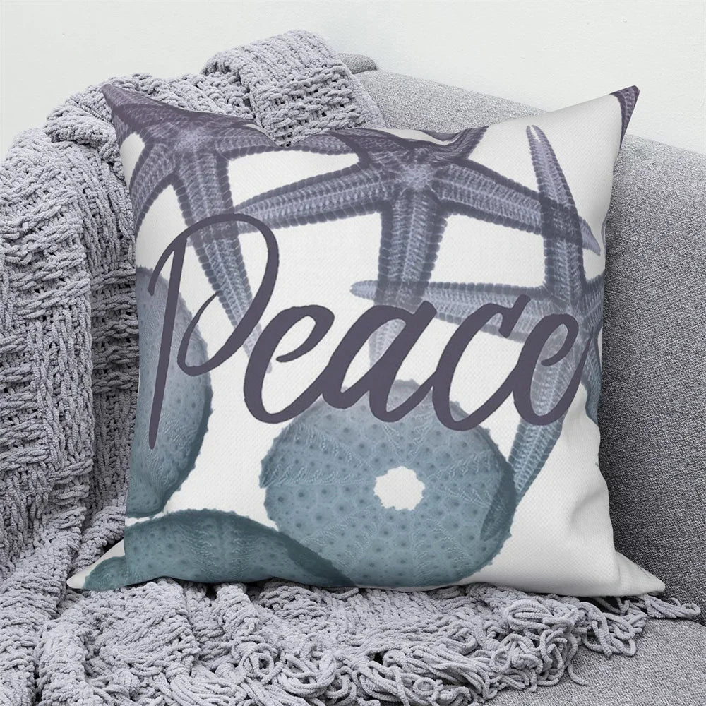Ocean Animals Anchor Ship Decorative Pillowcase Sofa Cushion Cover Throw Pillow Case Home Bedroom Car Decor 40x40 45x45 50x50cm