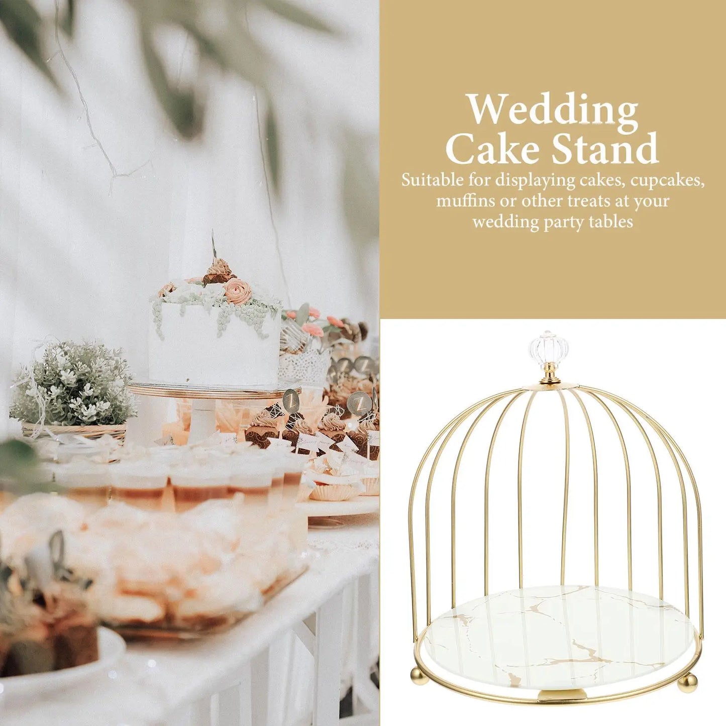 Glass Metal Wedding Cake Stand Decorative Cupcake Holder Dessert Display Tray Pastry Server Table Decor For Party Home