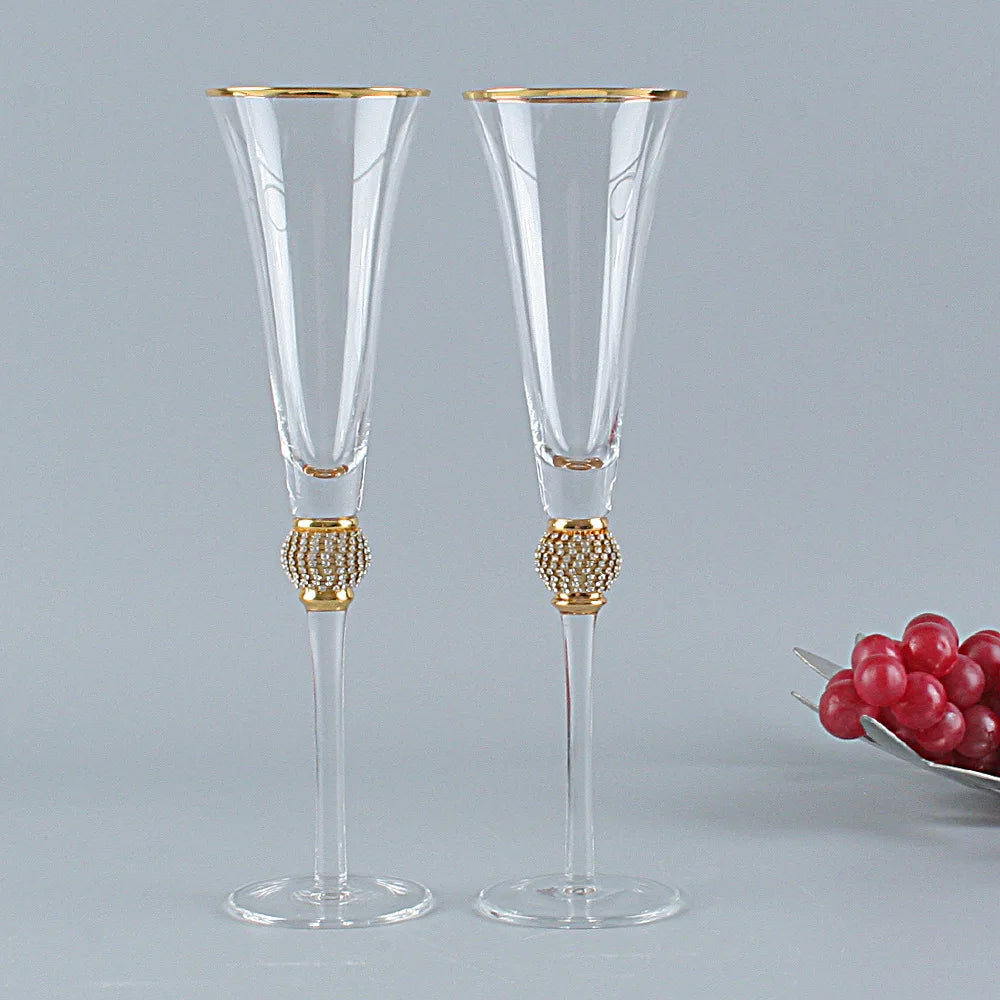 Creative Leadless Wedding Crystal Cocktail Cup, Champagne Glass, Red Wine Cup, Gold Rim, Enamel Color Goblet, Gift