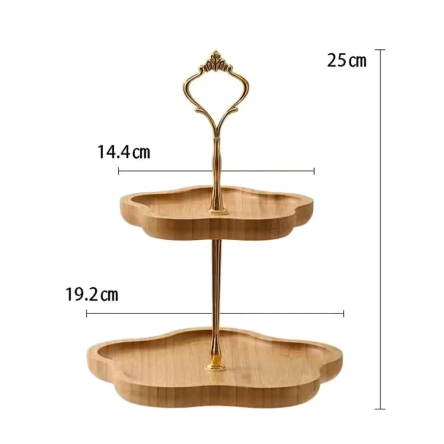 Wooden Cake Tray 2/3rd Floor Dessert Tray Stand Dining Room Dessert Cookie Candy Buffet Stand Holiday Party Decorations