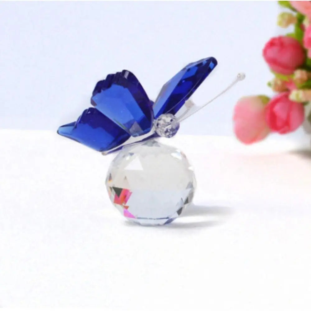 Creative White Crystal Crystal Butterfly Cute Handmade Miniature Figurines Vivid Glass Art Crystal Crafts Birthday
