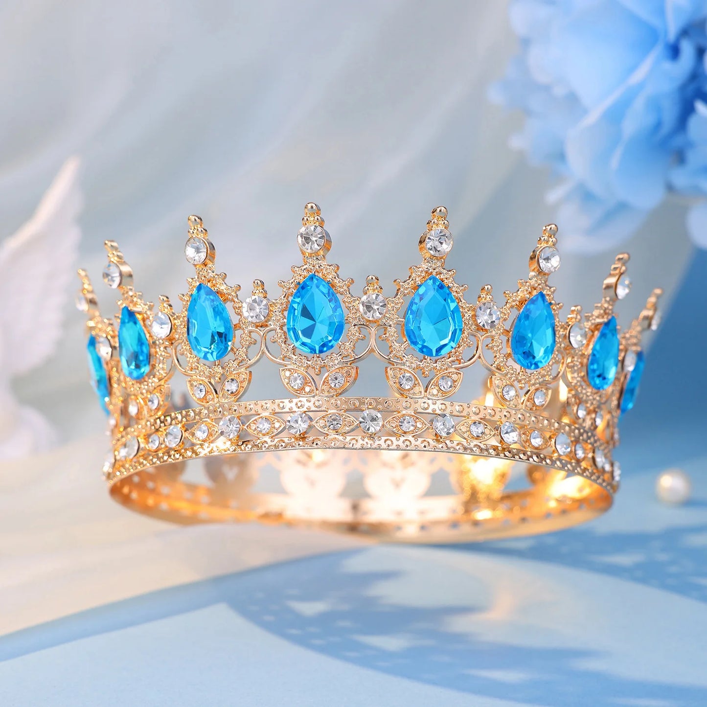 Fashion Crystal Rhinestone Round Tiaras And Crowns For Bride Women Queen Princess Diadems Girls Wedding Hair Accessories