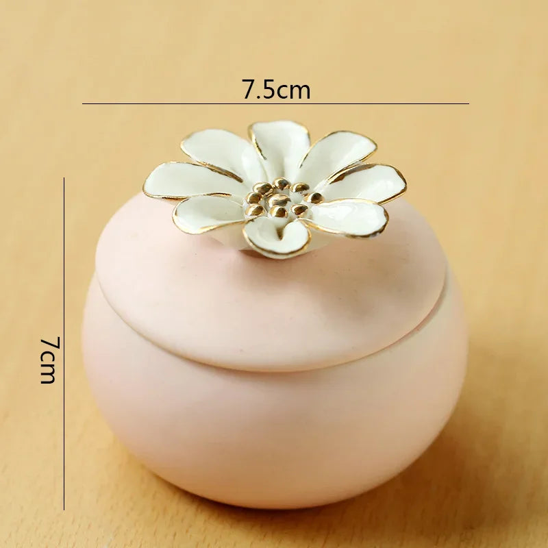 Hand Drawn Flower Ceramic Storage Jar Wedding Candy Box Jewelry Storage Box Storage Container Creative Gift Jar Home Decoration