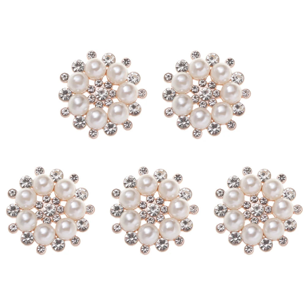 5Pcs Apparel  Accessories Bag Hairpin Rhinestone Buttons Sewing Buttons Crystal Glass Stone Pearl Flower Buttons