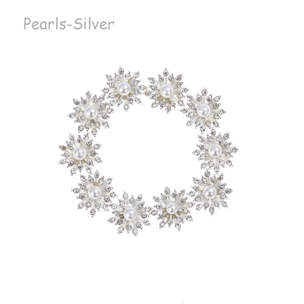 10PCS 16MM Clothing Decoration Hairpin Accessories Flatback Rhinestone Button Pearl Buckle Snowflake Buttons Apparel Sewing