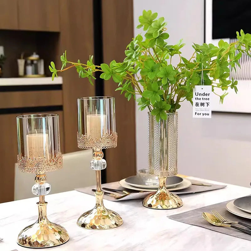 Elegant Gold Crystal Candle Holders