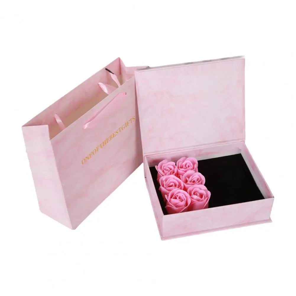 Soap Flower+Gift Box+Gift Jewelry Box Portable Displaying Cardboard Rose Flower Ring Storage Container Home Decor