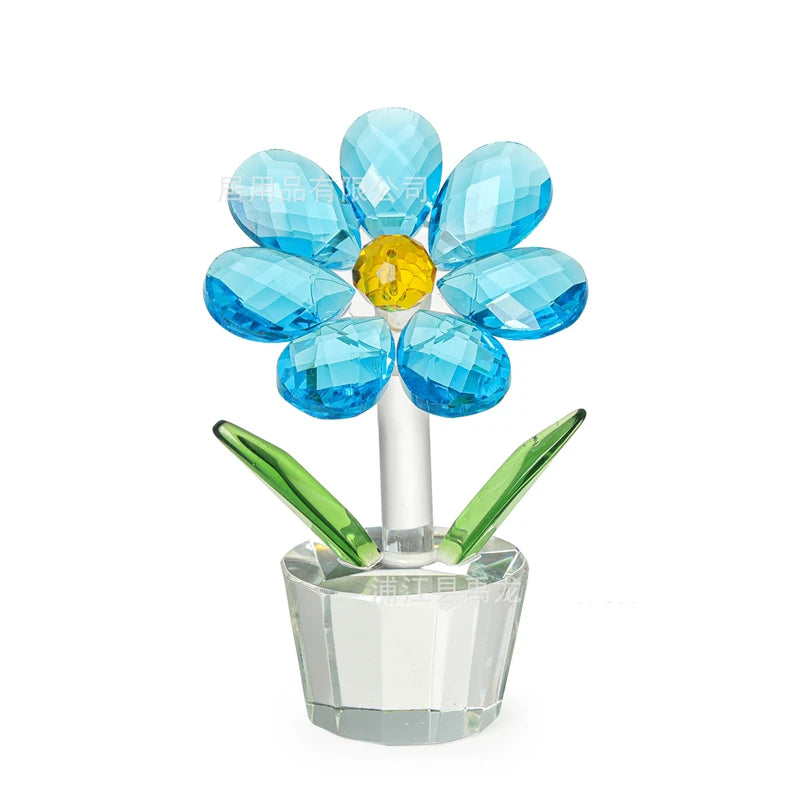Crystal Sunflower Figurine flowers Collectible Holiday Gifts Birthday Gift Home Table Decor Wedding Decoration Home Ornament