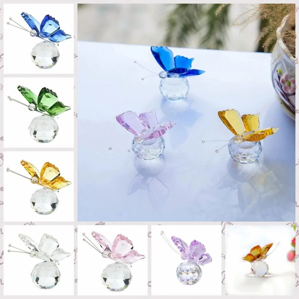 Creative White Crystal Crystal Butterfly Cute Handmade Miniature Figurines Vivid Glass Art Crystal Crafts Birthday