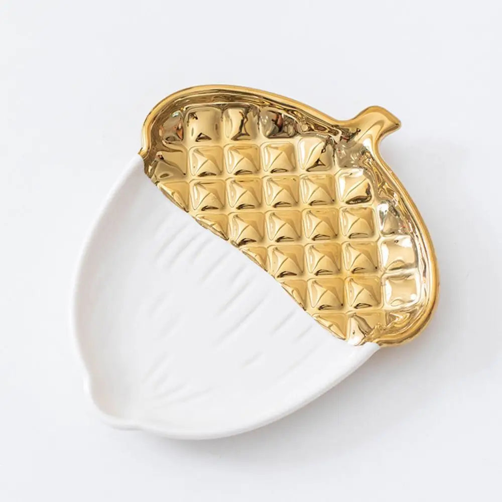 Desktop Ornament Ceramic Pine Cone Shaped Tray Exquisite Creative Fruit Tray Portable Multi-Function Jewelry Display Plate Food