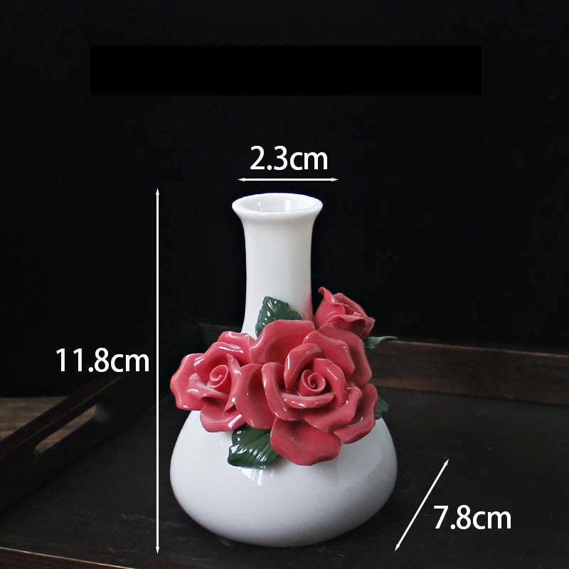 Hand-painted Vase Ornaments Ceramic Mini Flower Inserted Dry Flower Fragrance Bottle Home Desktop Decoration Crafts