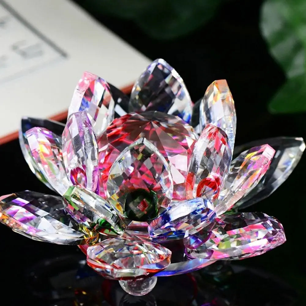 6cm Quartz Crystal Lotus Flower Crafts Glass Paperweight Fengshui Ornaments Figurines Home Wedding Party Decor Gifts Souvenir