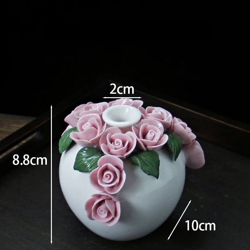 Hand-painted Vase Ornaments Ceramic Mini Flower Inserted Dry Flower Fragrance Bottle Home Desktop Decoration Crafts