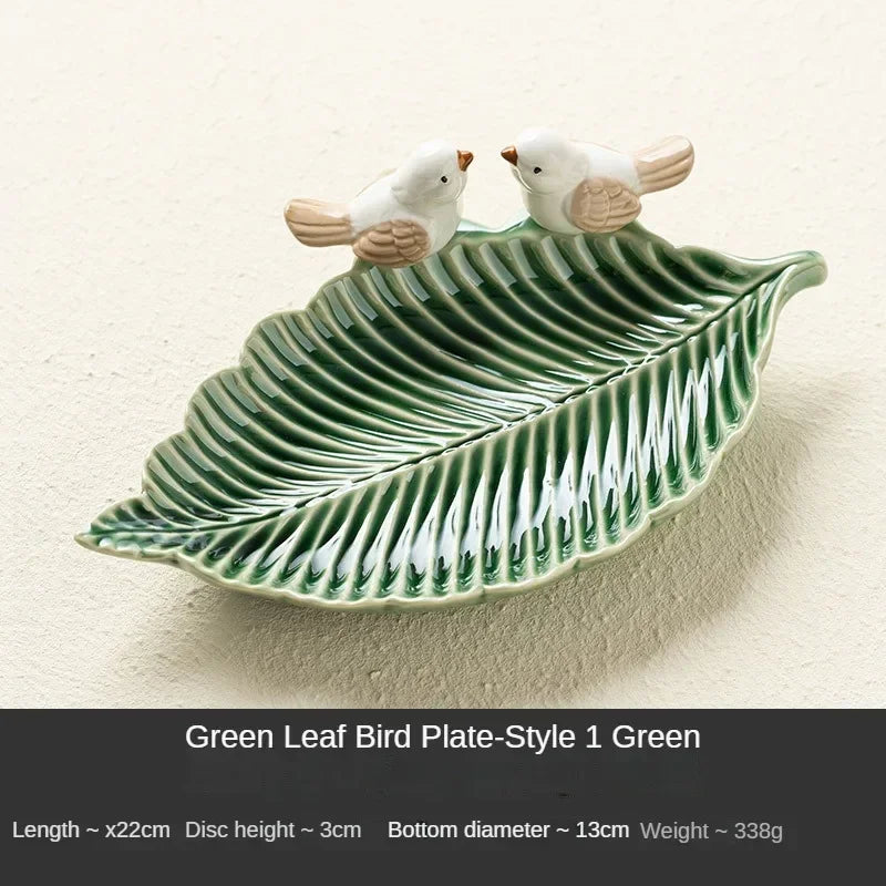 Cute Bird Tray Ceramic Jewelry Storage Trays Creative Shelf Dim Sum Dessert Plate Home Decor Tea Table Desktop Decoration Bowl