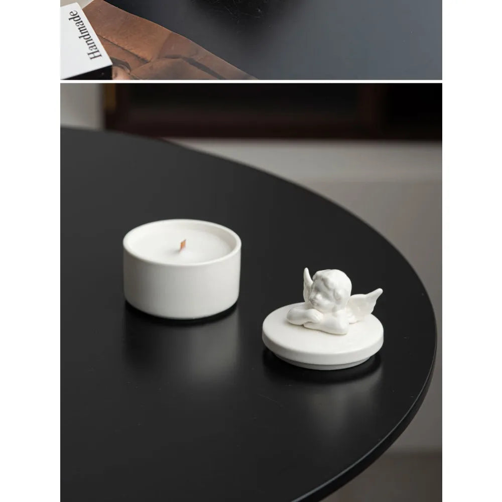 Handmade Gardenia Fragrance Nordic Angel Fresh Aromatherapy Ceramic Candle Cup Home Interior Decor Ornament  Crafts Deodorize