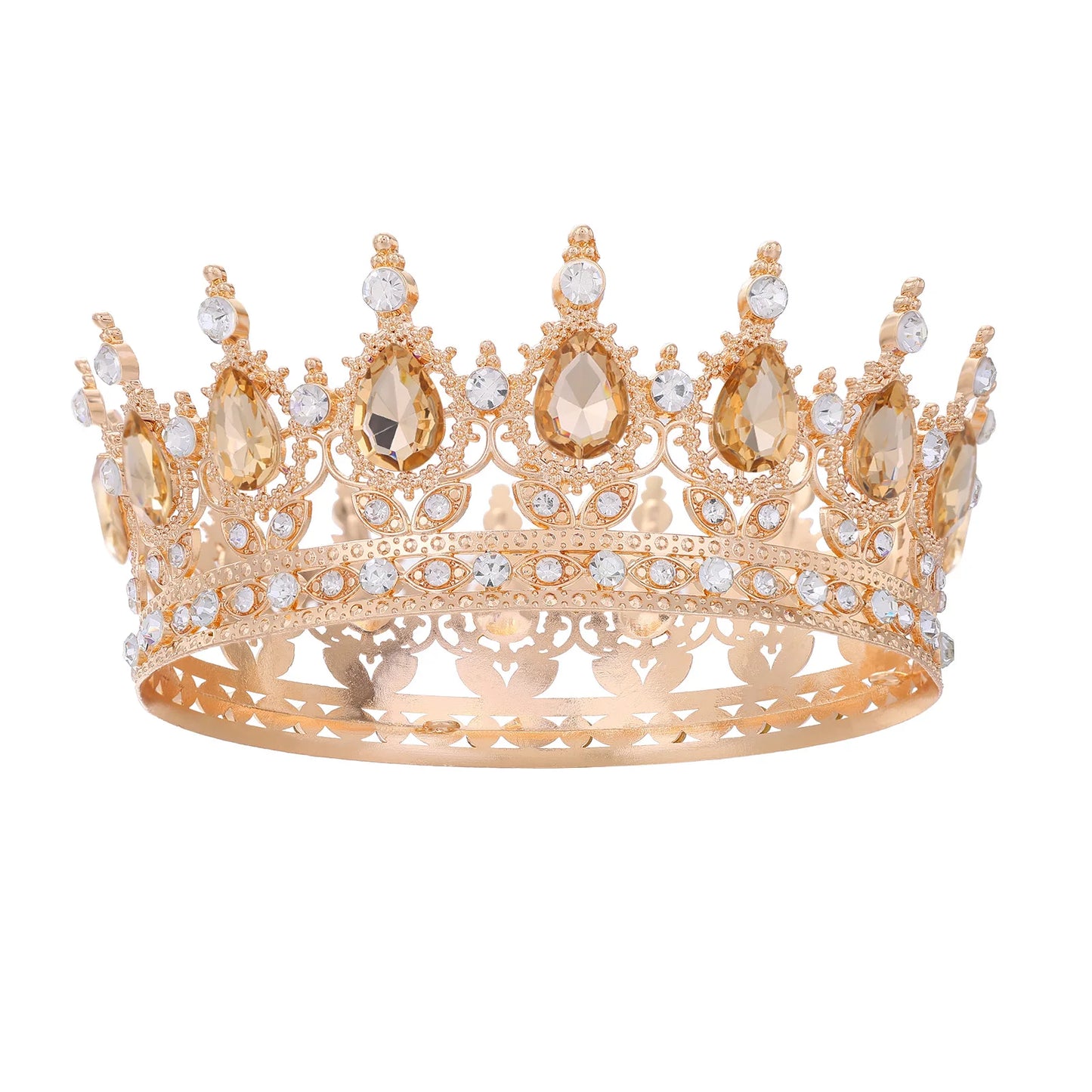 Fashion Crystal Rhinestone Round Tiaras And Crowns For Bride Women Queen Princess Diadems Girls Wedding Hair Accessories