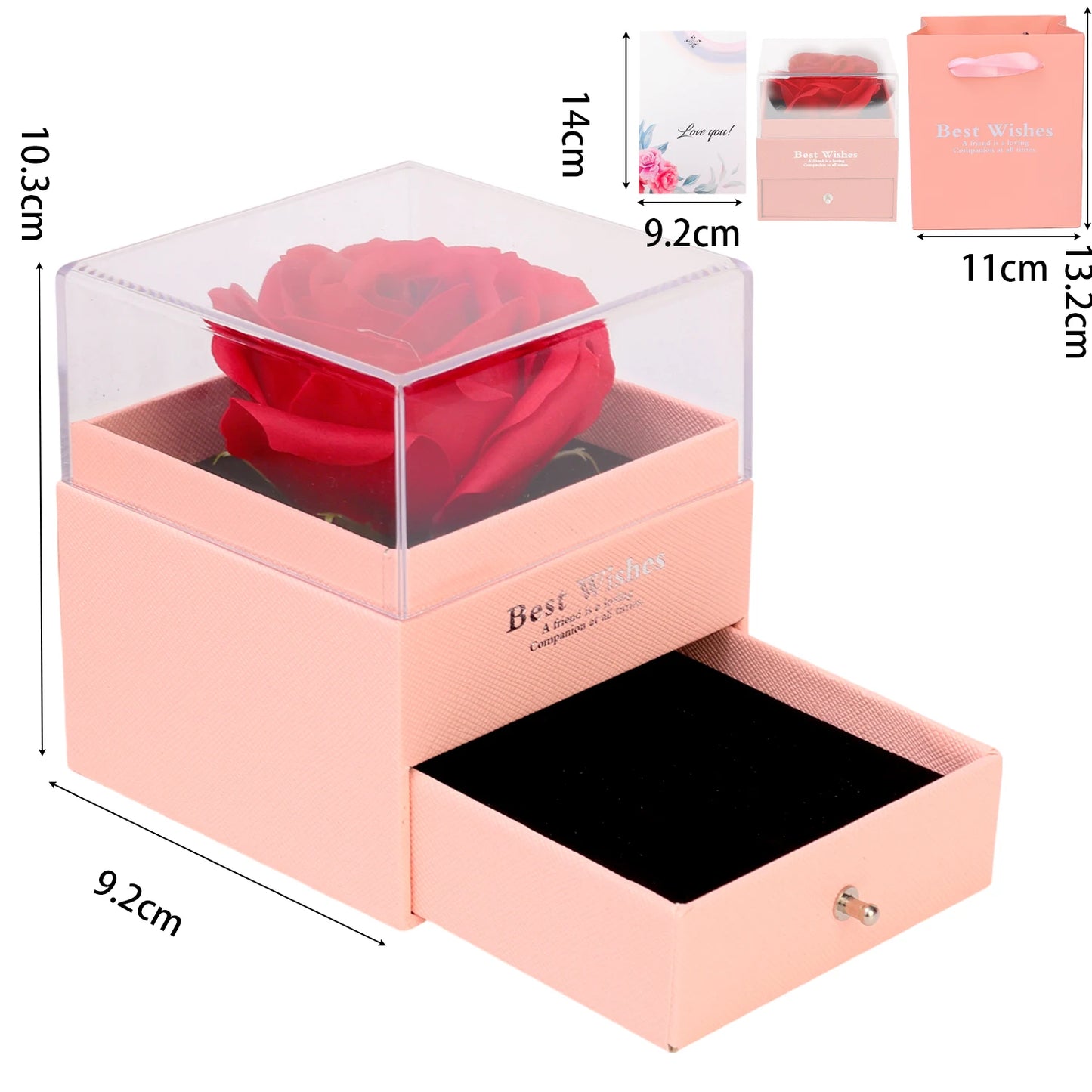 Rose Flower Gifts Box for Women Girlfriends New Fashion Valentine Jewelry Gift Ring & Necklace Gift Boxes Accessory Storage
